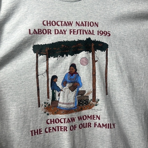 Vintage 1995 XL single stitch Choctaw Nation Labor Day Tee Made in USA - Picture 6 of 13